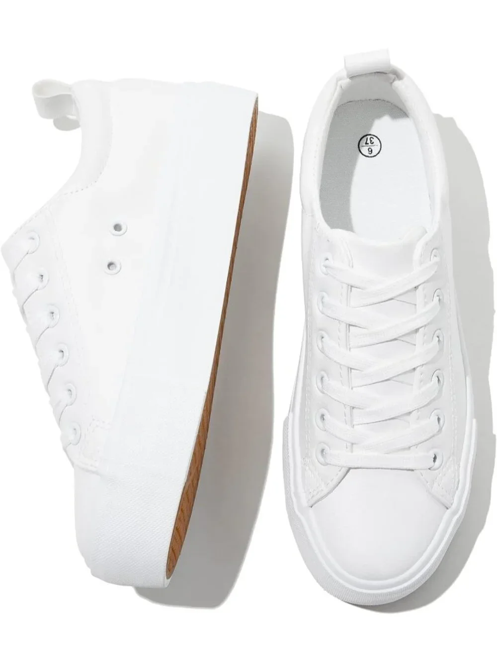 Womens White Faux Leather Sneakers PU Leather Shoes Slip Resistant Sneakers